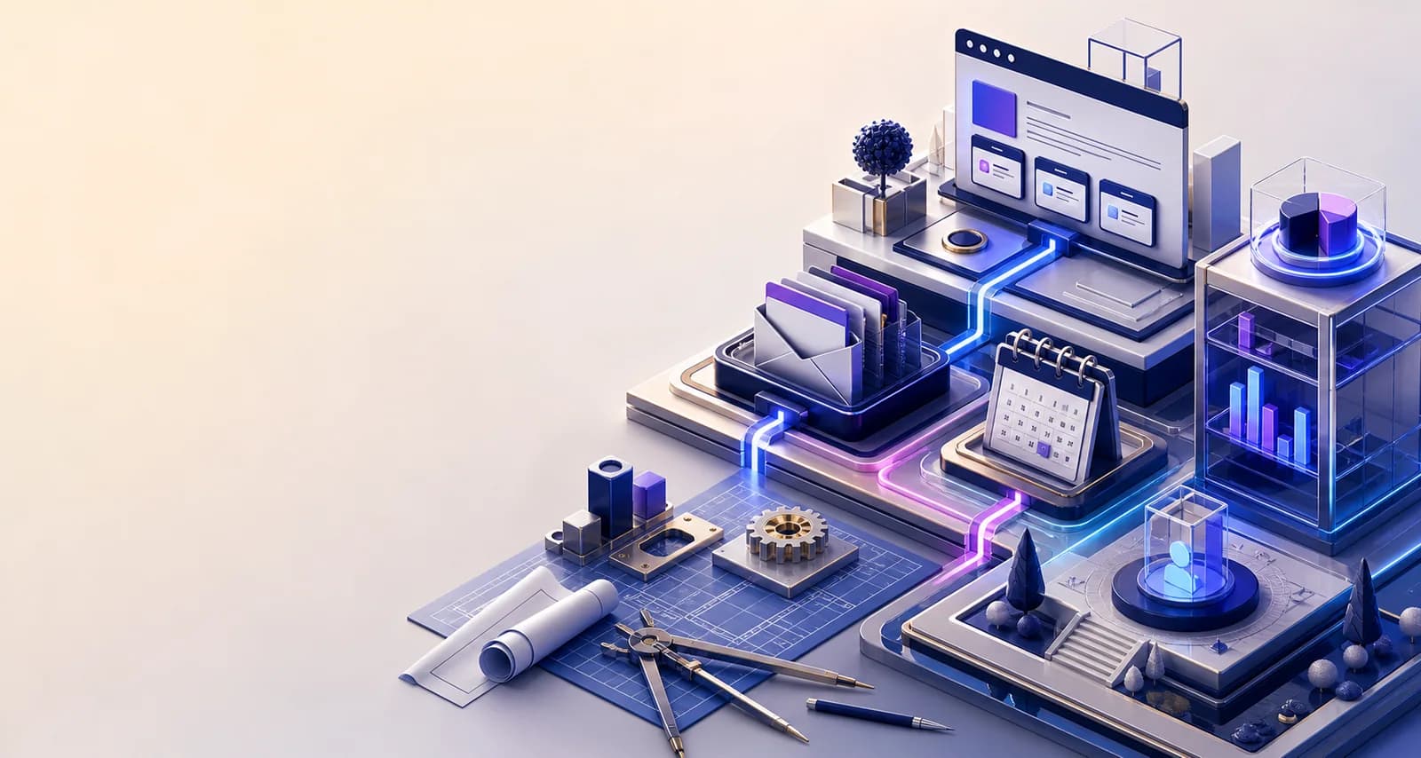 Illustrated Engineer control room representing a connected consultation pipeline